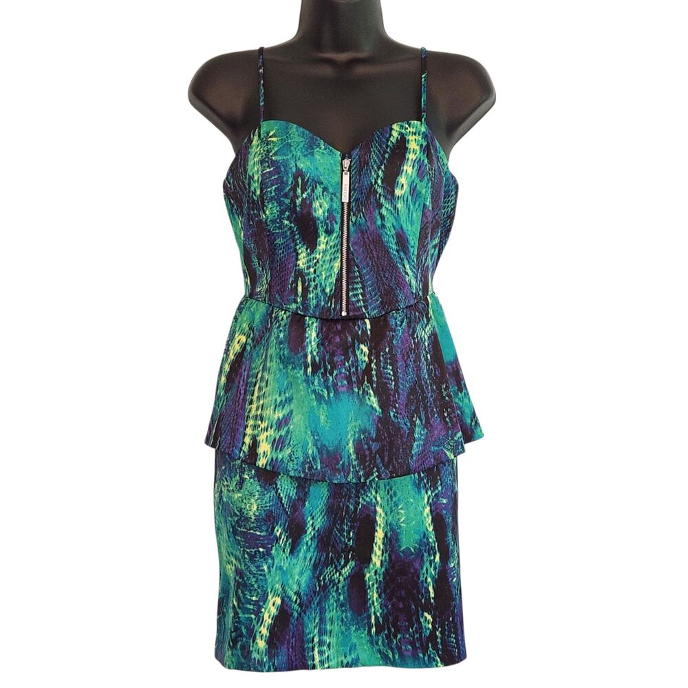 Kensie dresses peplum mini dress rich emerald combo size 4 NWT